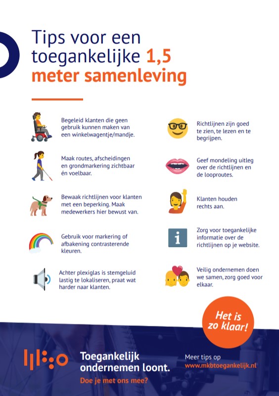 Visual van een flyer met tips over een toegankelijke 1,5 meter samenleving