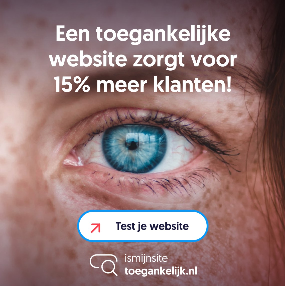 Foto van een oog met de tekst test je website