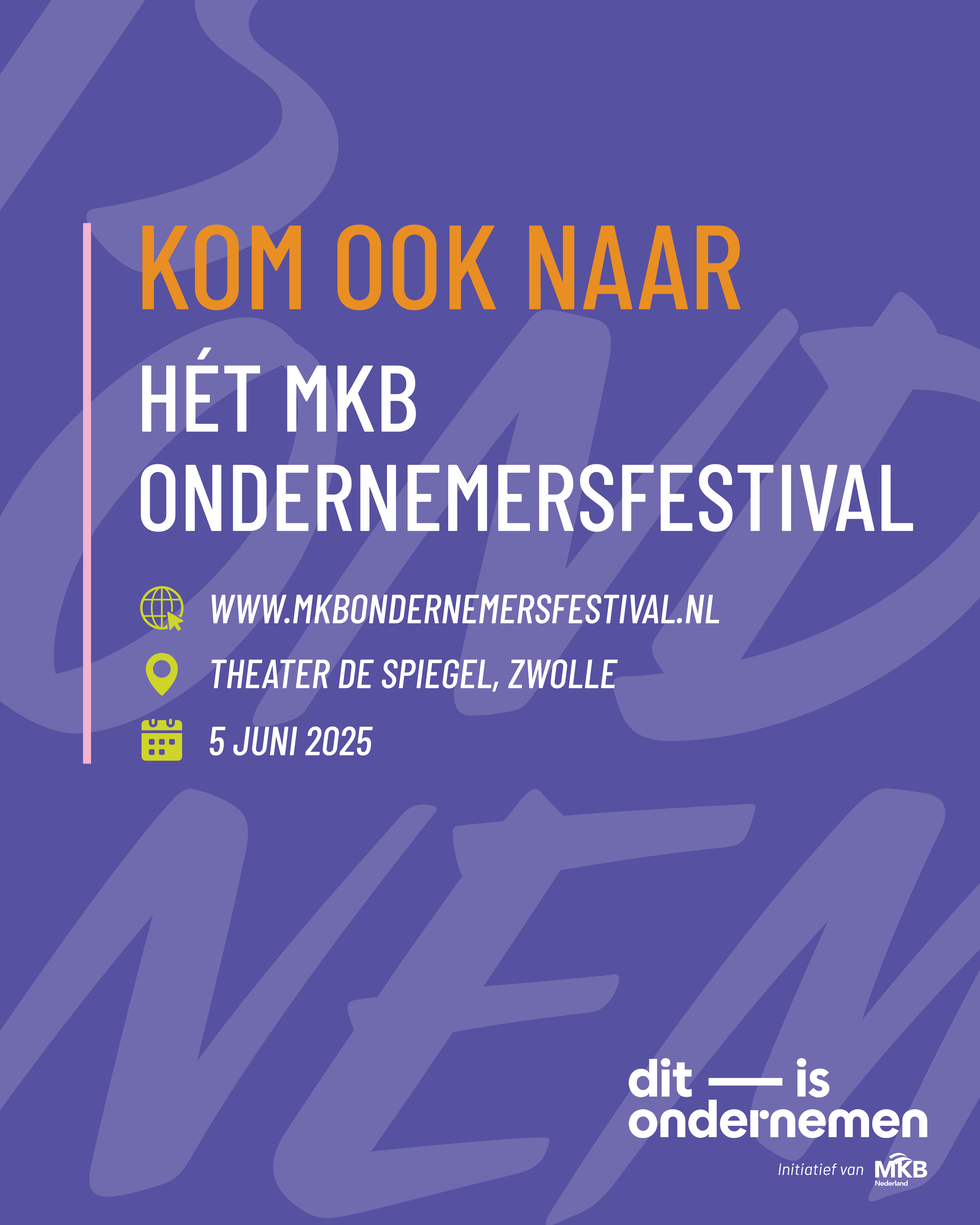 Aankondiging van het ondernemersfestival op 5 juni 2025