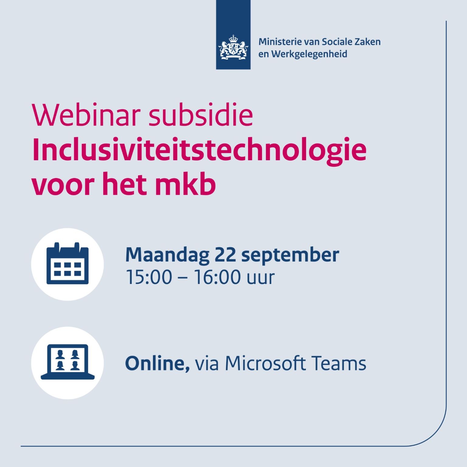 Aankondigingstekst voor een webinar over de subsidieregeling.